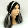 Qianfang's festival wig hat, black and white two-color witch wig, double braids, Halloween cosplay wig 2335 details Picture